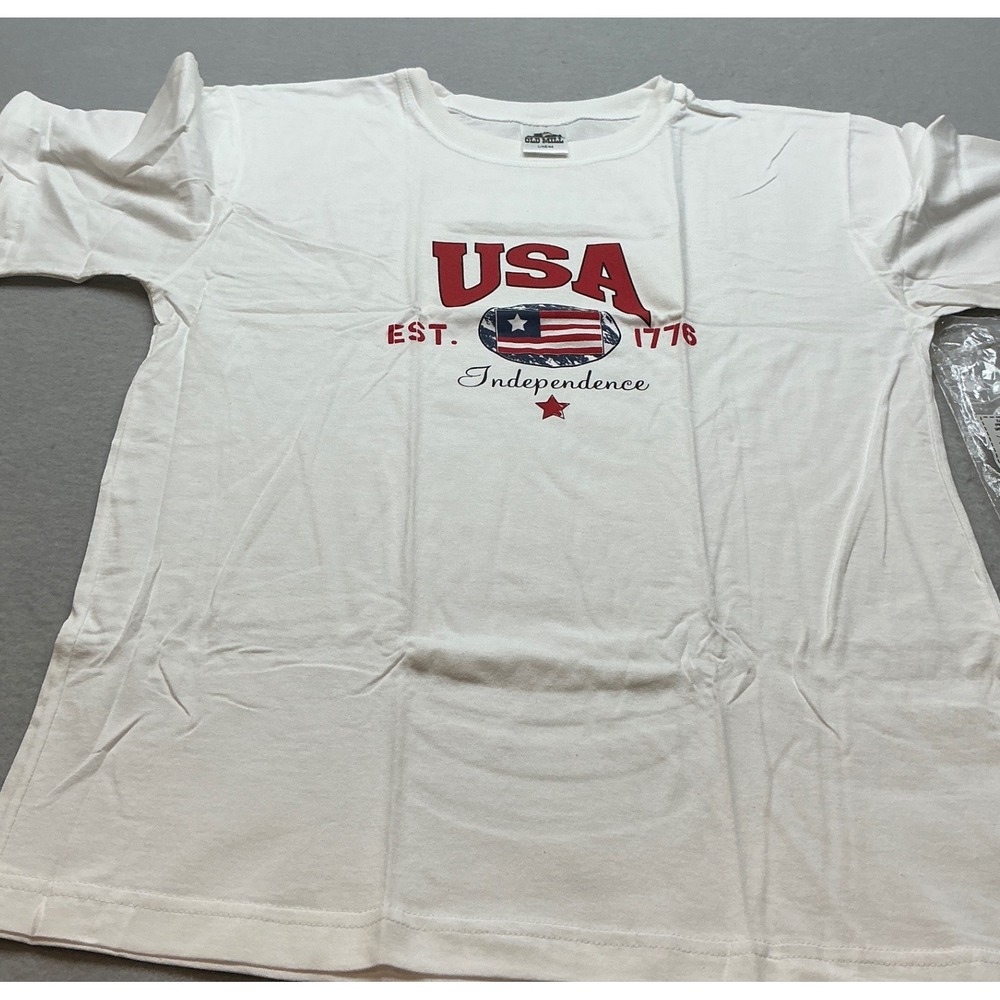 Old Mill Vintage USA Independence‎ Est 1776 Graphic T-Shirt Large White NWT